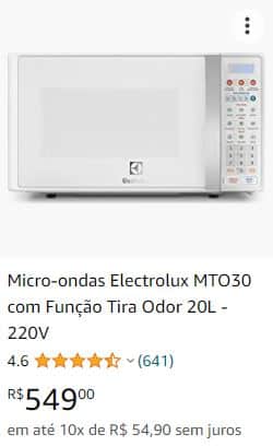 microondas Electrolux MT030 20L