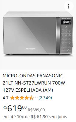 microondas Panasonic NN-ST27LWRUN 21L