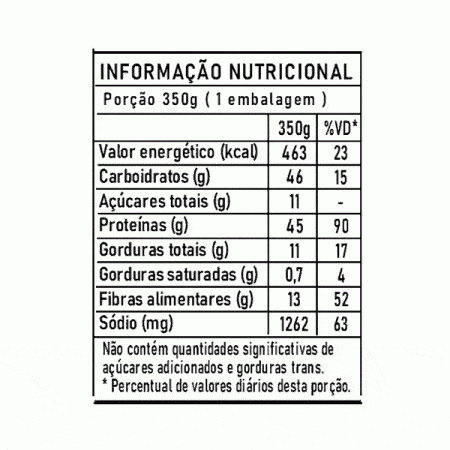 tabela nutricional frango vegetal com ervilha marmita congelada vegetariana