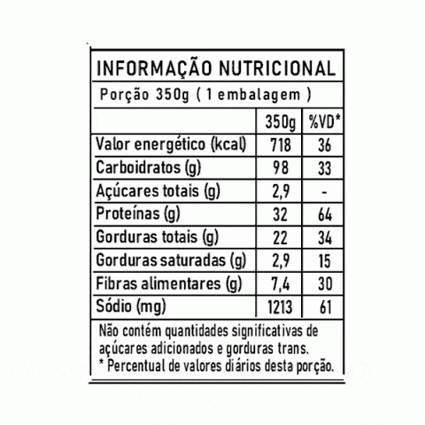 tabela nutricional macarrão yakissoba vegetariano marmitas delicia fit congeladas