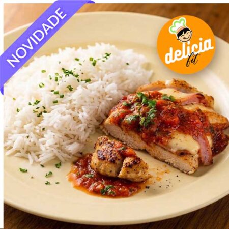 parmegiana de frango com arroz branco marmita delicia fit congelada